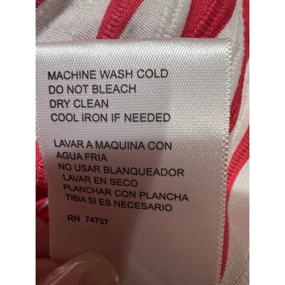 Shelby & Palmer Sheath Dress Pink & White Stripe Tie Ruched Waist Size Medium - Picture 6 of 6